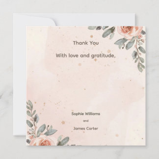 Blush Floral Wedding Thank You Card サンキューカード