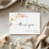 Blush Floral Wildflower Elegant Script Wedding サンキューカード