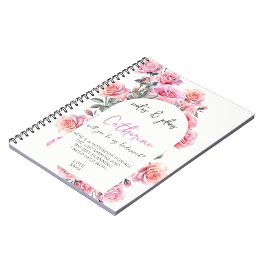Blush floral will you be my bridesmaid notebook ノートブック (左側)