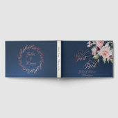 Blush Floral & Wreath - Blue/Rose Gold ゲストブック (全面)
