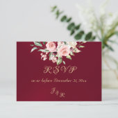 Blush Floral & Wreath RSVP - Burgundy (スタンド正面)