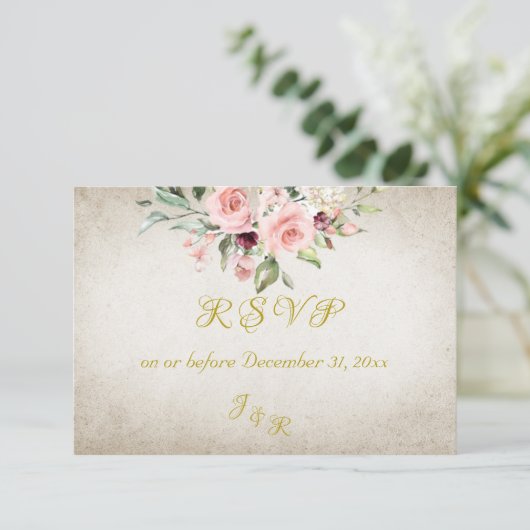 Blush Floral & Wreath RSVP - Cream (スタンド正面)