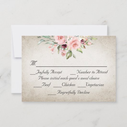 Blush Floral & Wreath RSVP - Emerald (裏面)