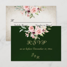 Blush Floral & Wreath RSVP - Emerald
