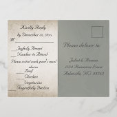 Blush Floral & Wreath RSVP - Sage 箔招待状ポストカード (裏面)