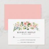 Blush Florals | 結婚式 RSVP カード (正面/裏面)
