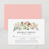 Blush Florals | 食事選択可 ウェディングRSVPカード 出欠カード (正面/裏面)