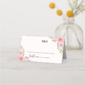 Blush Florals and Gold Wedding Party  プレイスカード (正面)
