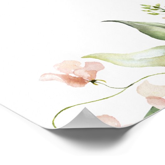 Blush Florals Bridal Shower Welcome Sign ポスター (角)