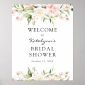 Blush Florals Bridal Shower Welcome Sign ポスター (正面)