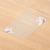 Blush Flower Petals Elegant Girls Baptism アクリル招待状 (レイダウン)