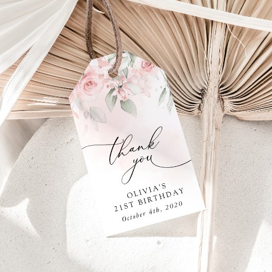 Blush Flowers, Pink Flowers, Boho, Birthday ギフトタグ
