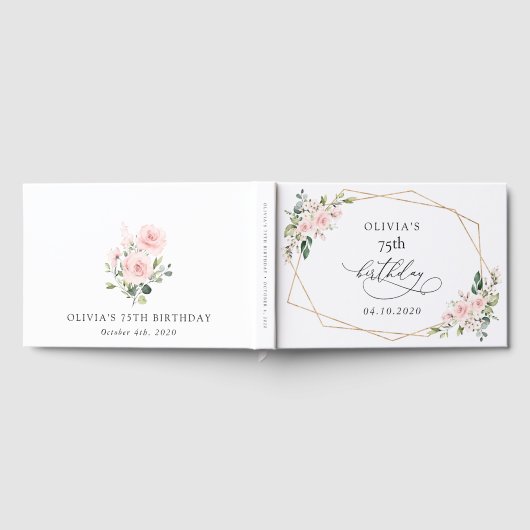 Blush Flowers, Pink Flowers, Boho, Birthday ゲストブック (全面)
