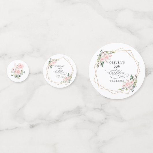 Blush Flowers, Pink Flowers, Boho, Birthday コンフェッティ (裏面)