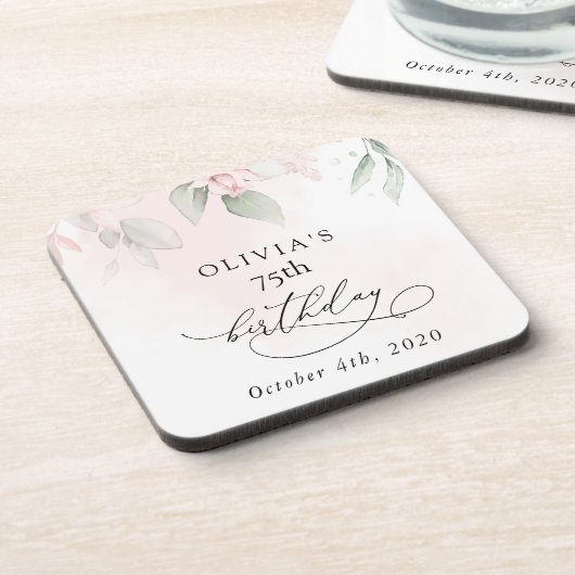Blush Flowers, Pink Flowers, Boho, Birthday コースター (左側)