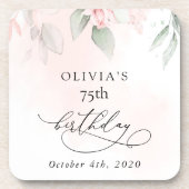 Blush Flowers, Pink Flowers, Boho, Birthday コースター (正面)