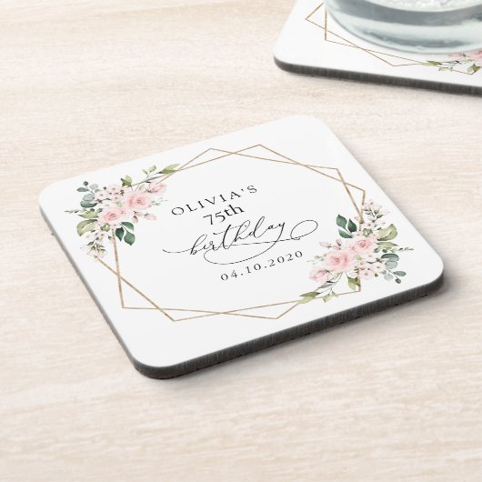 Blush Flowers, Pink Flowers, Boho, Birthday コースター (左側)