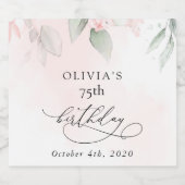 Blush Flowers, Pink Flowers, Boho, Birthday スパークリングワインラベル (シングルラベル)