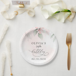 Blush Flowers, Pink Flowers, Boho, Birthday ペーパープレート