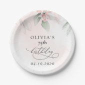 Blush Flowers, Pink Flowers, Boho, Birthday ペーパープレート (正面)