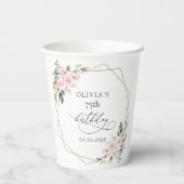 Blush Flowers, Pink Flowers, Boho, Birthday 紙コップ (裏面)