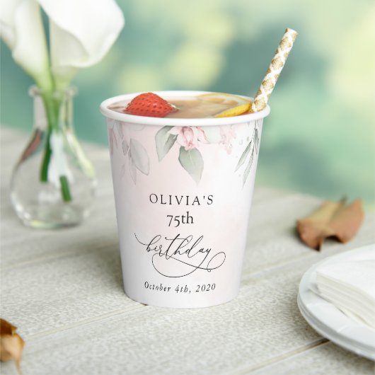Blush Flowers, Pink Flowers, Boho, Birthday 紙コップ (インサイチュ)
