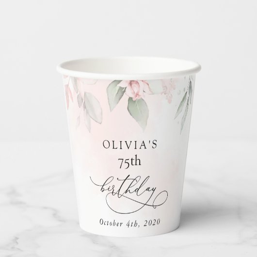 Blush Flowers, Pink Flowers, Boho, Birthday 紙コップ (裏面)