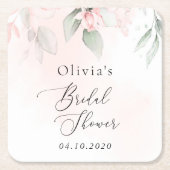 Blush Flowers, Pink Flowers, Boho, Bridal Shower スクエアペーパーコースター (正面)