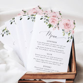 Blush Flowers, Pink Flowers, Boho, Wedding Menu