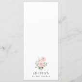 Blush Flowers, Pink Flowers, Bridal Shower Menu メニュー (裏面)