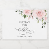 Blush Flowers, Pink Flowers, Greenery, Birthday スパークリングワインラベル (シングルラベル)