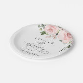 Blush Flowers, Pink Flowers, Greenery, Birthday ペーパープレート (アングル)