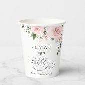 Blush Flowers, Pink Flowers, Greenery, Birthday 紙コップ (正面)