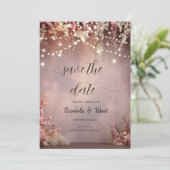 Blush Flowers String Lights Save The Date セーブザデート (スタンド正面)
