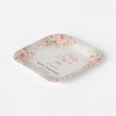 Blush Garden Baby in Bloom Pink Floral ペーパープレート (傾斜あり)