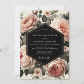 Blush Garden Bloom Wedding 招待状 (正面)