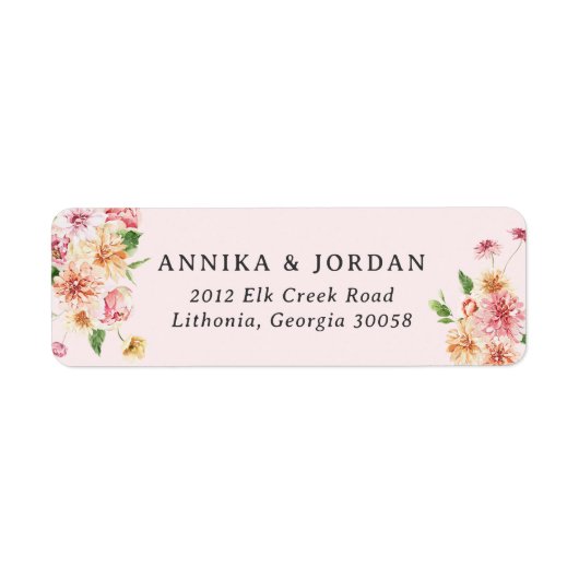 Blush Garden Blooms | Botanical Return Address ラベル (正面)