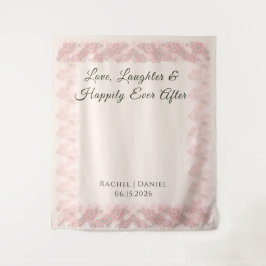 Blush Garden Floral Minimal Wedding Photo Backdrop タペストリー