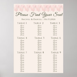 Blush Garden Floral Minimal Wedding Seating Chart ポスター