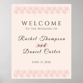 Blush Garden Floral Minimal Wedding Welcome Sign ポスター