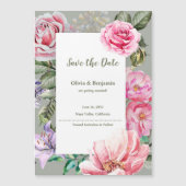 Blush Garden Floral Wedding Magnetic Save the Date (正面)
