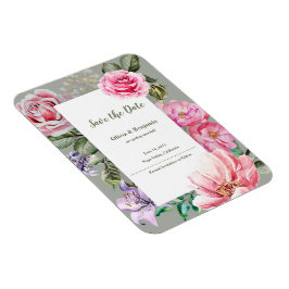 Blush Garden Floral Wedding Save the Date マグネット