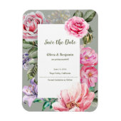 Blush Garden Floral Wedding Save the Date マグネット (縦)