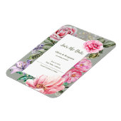 Blush Garden Floral Wedding Save the Date マグネット (左側)