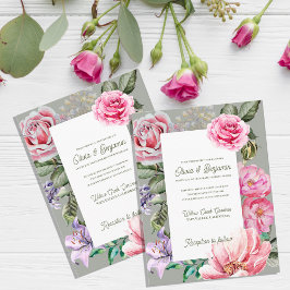 Blush Garden Romantic Floral Wedding Invitation ポストカード