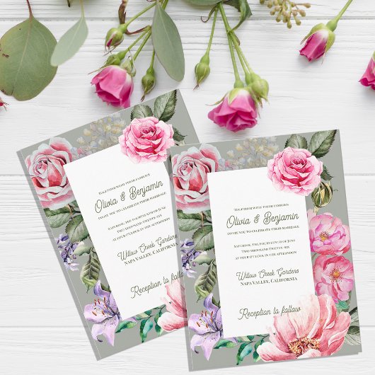 Blush Garden Romantic Floral Wedding Invitation ポストカード
