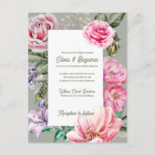 Blush Garden Romantic Floral Wedding Invitation ポストカード (正面)