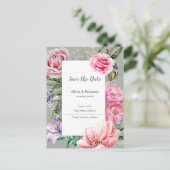 Blush Garden Romantic Floral Wedding Save the Date 案内ポストカード (スタンド正面)