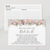 Blush Garden Rose Floral Bridal Shower Recipe Card エンクロージャーカード (正面/裏面)