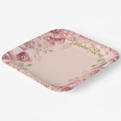 Blush Garden Roses Galentine Brunch Table Florals ペーパープレート (傾斜あり)